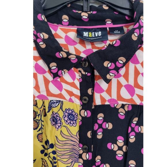 New Maeve x Anthropologie PAZ Button Down 1X Multicolored Floral Abstract Blouse - Picture 6 of 12